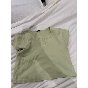 Brandy melville pastel green crop button top